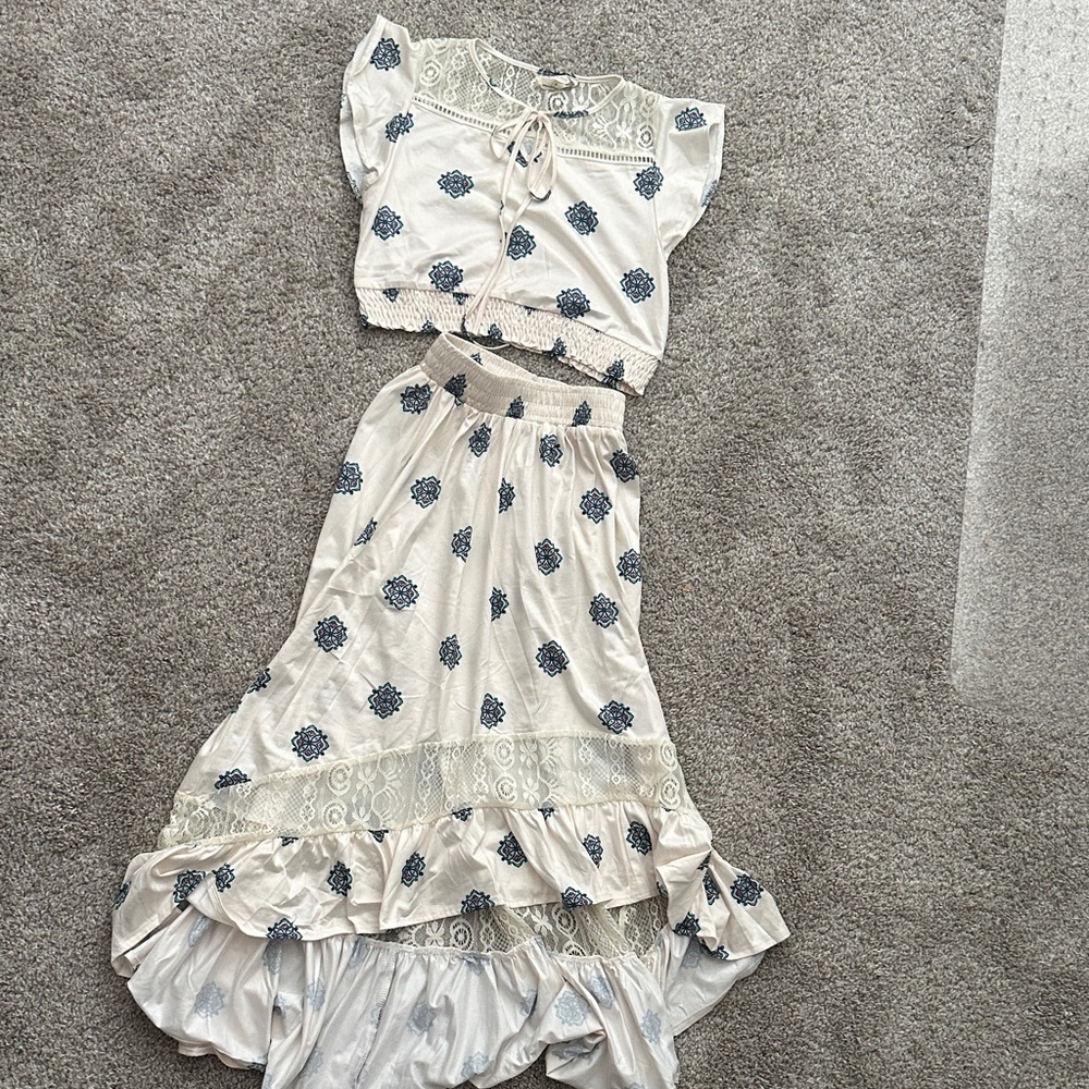 Floral Lace Kids Casual Dress Set